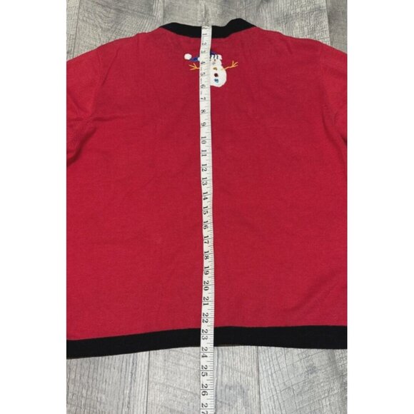 Vintage Jack B Quick Christmas Cardigan Sweater Womens Large Snowman Sequins 90s - Picture 7 of 10